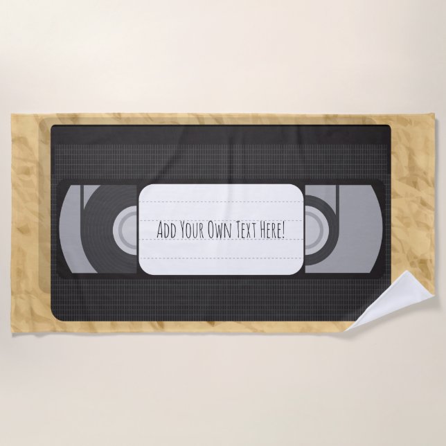 Parody Blank VHS 'Your Own Message' Vacation Beach Towel (Front)