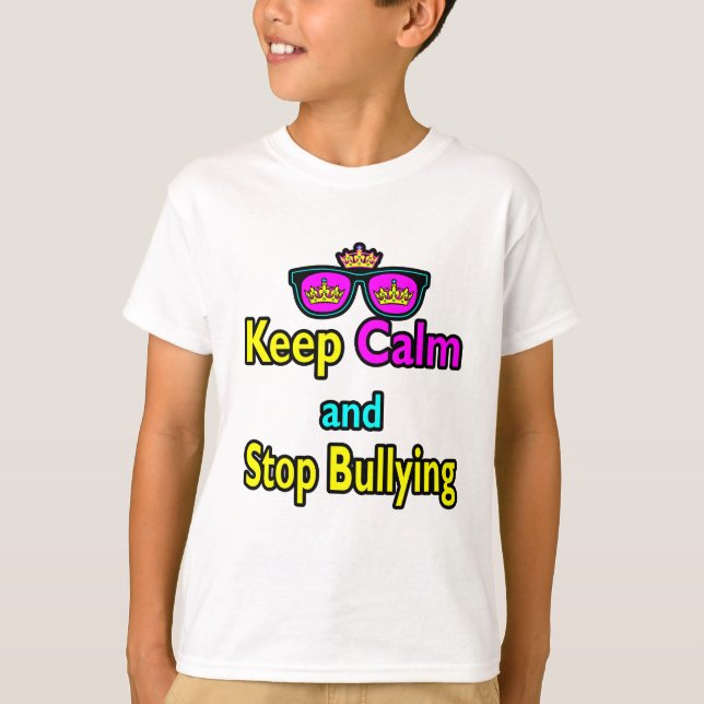 Parody Hipster  Keep Calm And Stop Bullying T-Shirt (Front)
