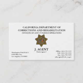Parole Agent Business Card
