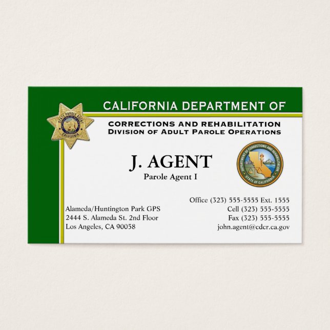 Parole Agent Business Card (Front)