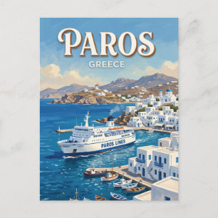Paros Ferry Port Greece Postcard