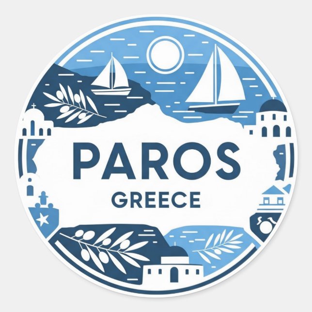 Paros Greece Island Travel Classic Round Sticker (Front)