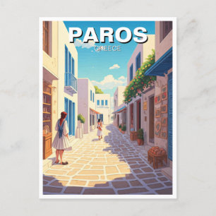 Paros Greece Islands Cobblestone Street Postcard