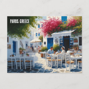 Paros Greece Islands Travel Cafe Postcard