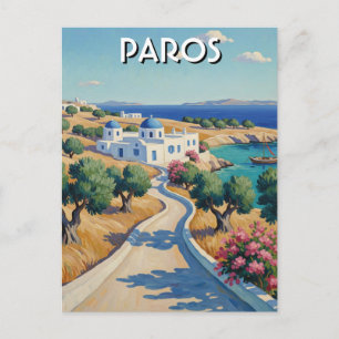 Paros Greece Islands Travel Watercolor  Postcard