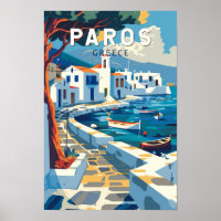 Paros Greece Travel Art Vintage