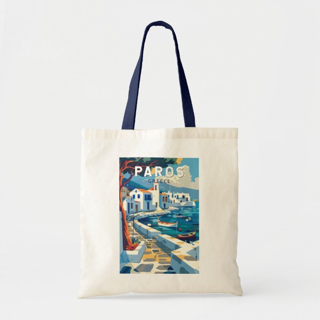 Paros Greece Travel Art Vintage Tote Bag (Front)