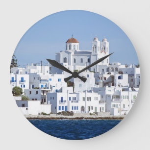 Paros Village Naoussa Island View Large Clock