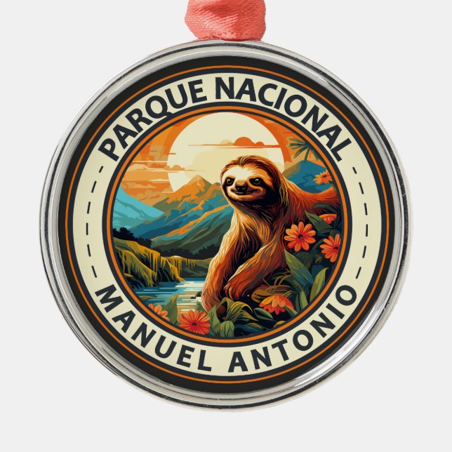 Parque Nacional Manuel Antonio Sloth Travel Art Metal Ornament (Front)