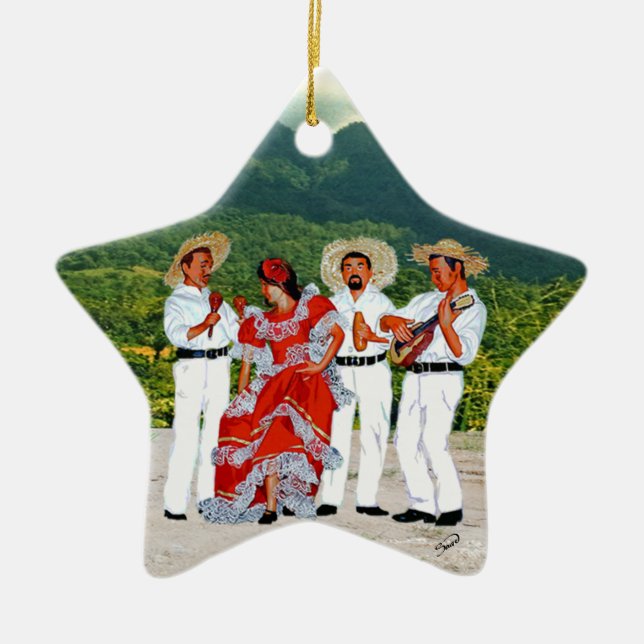 Parranda Jíbara Ceramic Tree Decoration (Front)