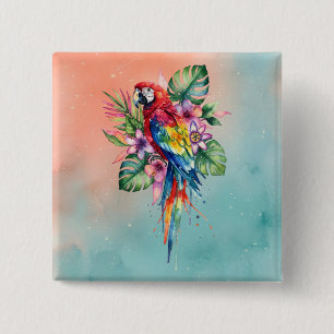Parrot 15 Cm Square Badge