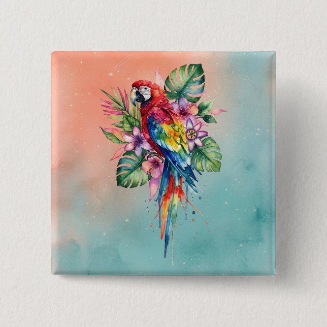 Parrot 15 Cm Square Badge (Front)