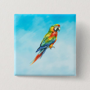 Parrot 15 Cm Square Badge