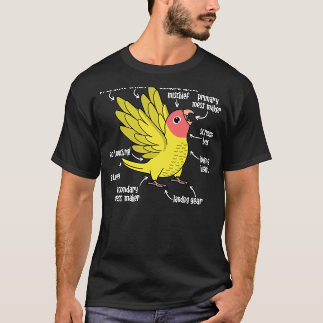 Parrot Anatomy I Peach faced Yellow Lutino Lovebir T-Shirt (Front)