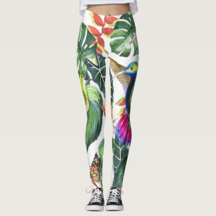 Parrot and Hummingbird tropical Leggings