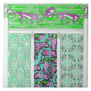 Parrot and monkey jungle ceramic tile