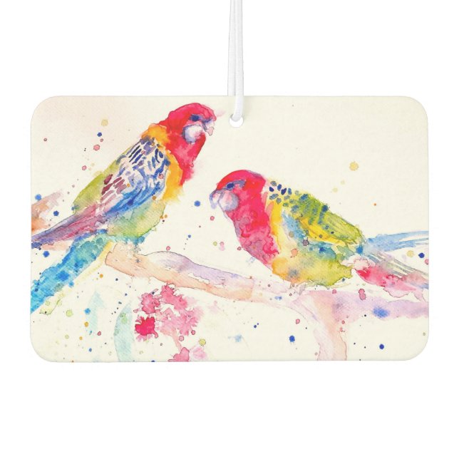 Parrot art Watercolour Painting Aqua Colourful  Car Air Freshener (Front)