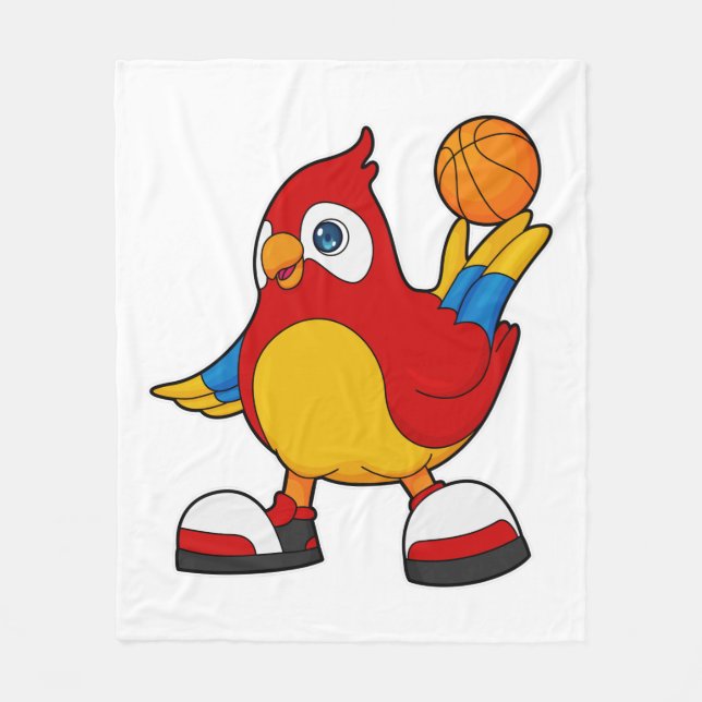 Parrot as Basketball player with Basketball Fleece Blanket (Front)