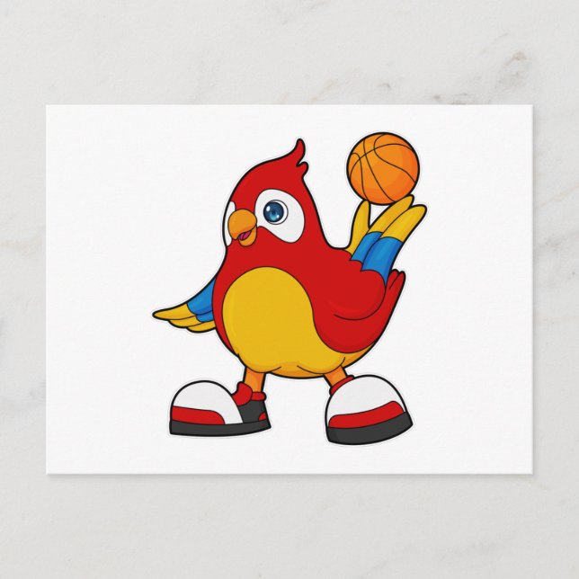 Parrot as Basketball player with Basketball Postcard (Front)