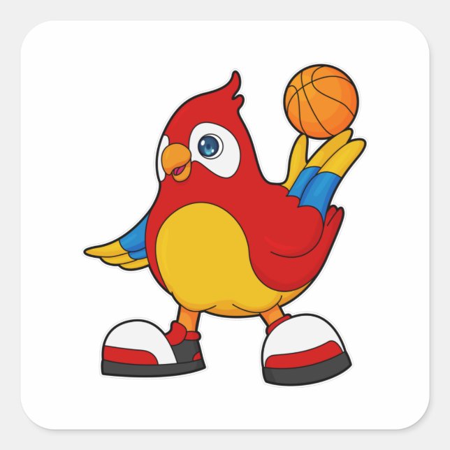 Parrot as Basketball player with Basketball Square Sticker (Front)