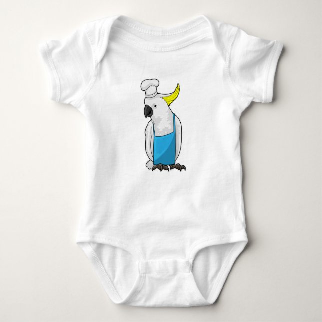 Parrot as Chef with Cooking hat Baby Bodysuit (Front)