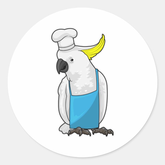 Parrot as Chef with Cooking hat Classic Round Sticker (Front)