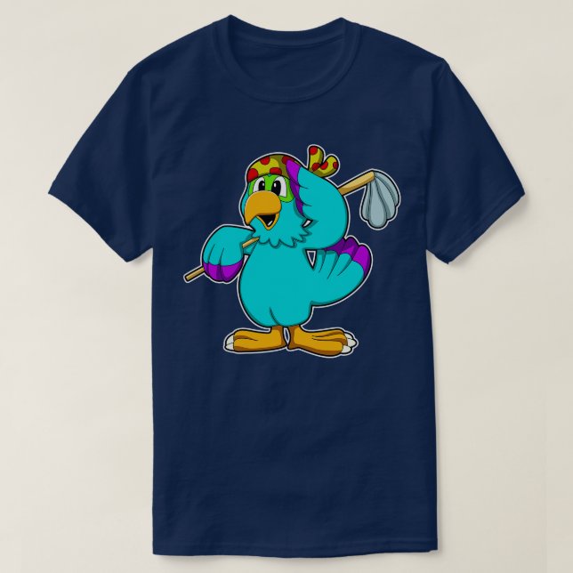 Parrot as Cleaner with Mop T-Shirt (Design Front)