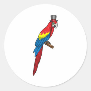 Parrot as Gentleman with Hat Classic Round Sticker