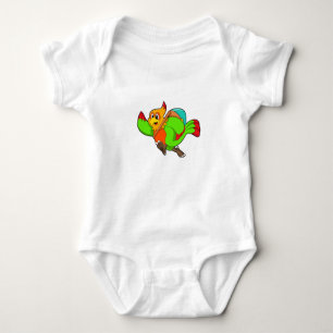 Parrot as Hiker with Backpack Baby Bodysuit