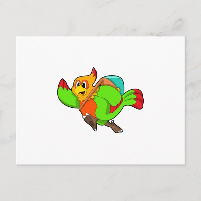 Parrot as Hiker with Backpack Postcard (Front)