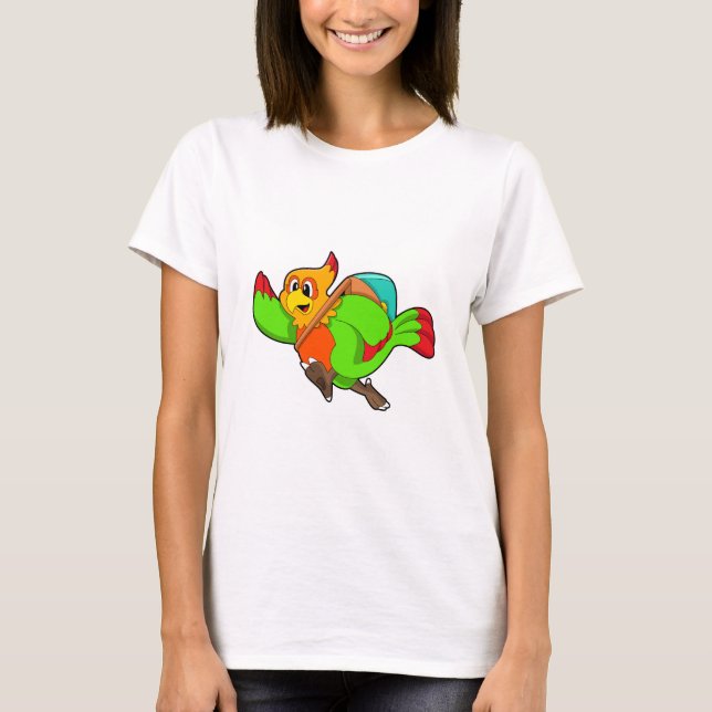 Parrot as Hiker with Backpack T-Shirt (Front)