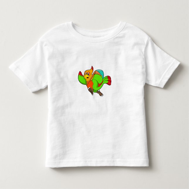 Parrot as Hiker with Backpack Toddler T-Shirt (Front)