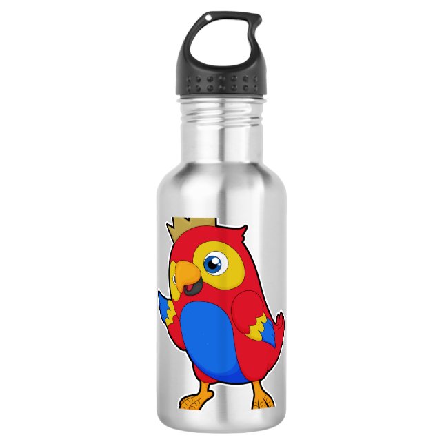 Parrot as King with Crown 710 Ml Water Bottle (Front)