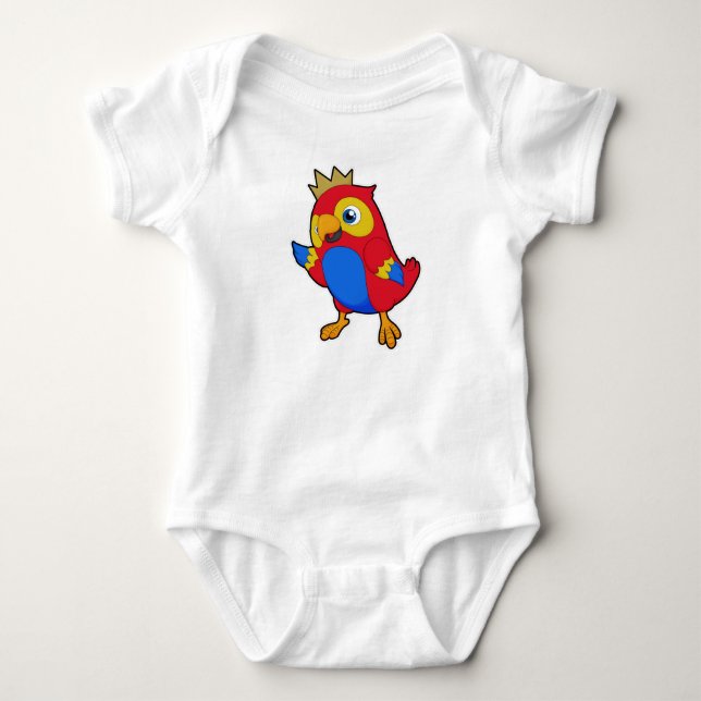 Parrot as King with Crown Baby Bodysuit (Front)