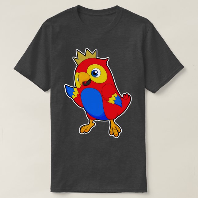 Parrot as King with Crown T-Shirt (Design Front)