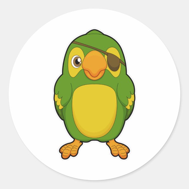 Parrot as Pirate with Eyepatch Classic Round Sticker (Front)