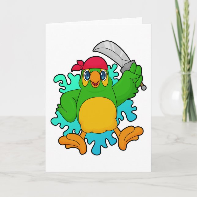 Parrot as Pirate with Sword Card (Front)
