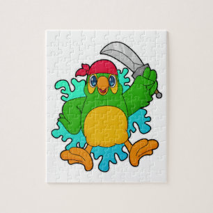 Parrot as Pirate with Sword Jigsaw Puzzle