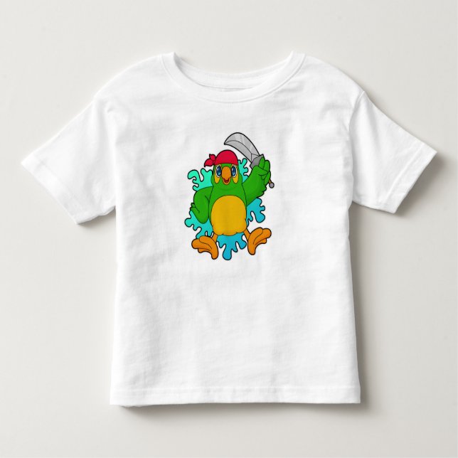 Parrot as Pirate with Sword Toddler T-Shirt (Front)