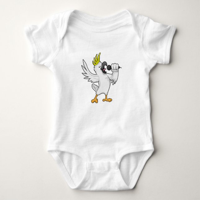 Parrot as Singer with Microphone Baby Bodysuit (Front)