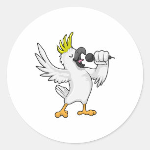 Parrot as Singer with Microphone Classic Round Sticker