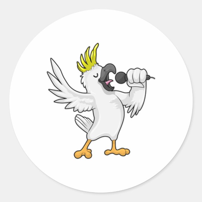 Parrot as Singer with Microphone Classic Round Sticker (Front)
