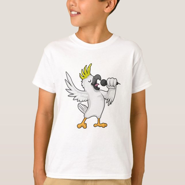 Parrot as Singer with Microphone T-Shirt (Front)