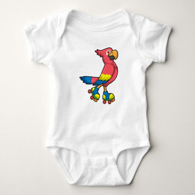 Parrot as Skater with Roller skates Baby Bodysuit (Front)
