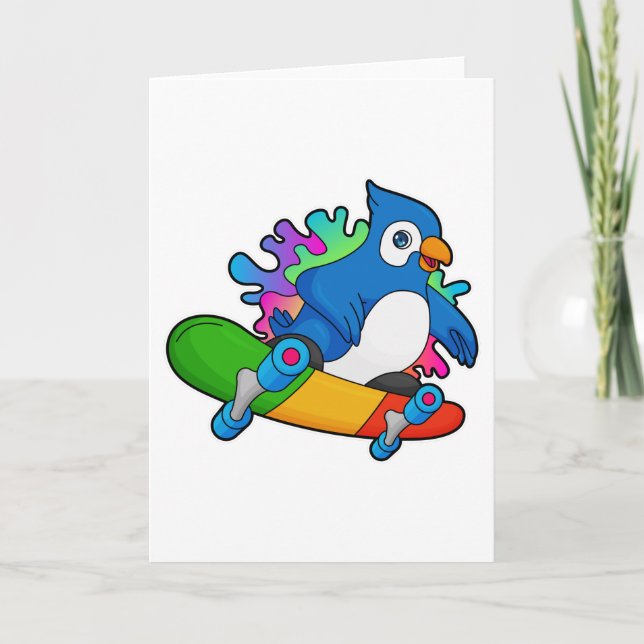 Parrot as Skater with Skateboard Card (Front)