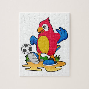 Parrot as Soccer player with Soccer Jigsaw Puzzle