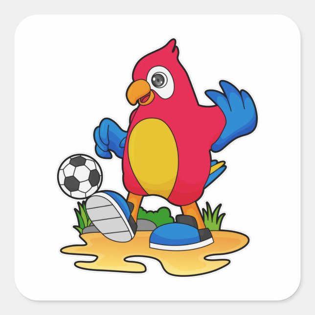 Parrot as Soccer player with Soccer Square Sticker (Front)