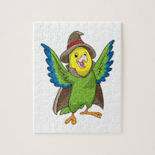 Parrot as Wizard with Hat Jigsaw Puzzle