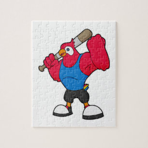 Parrot at Baseball with Baseball bat Jigsaw Puzzle