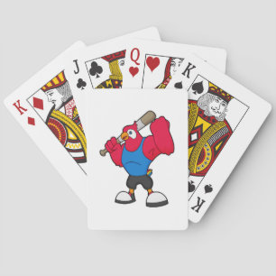 Parrot at Baseball with Baseball bat Playing Cards